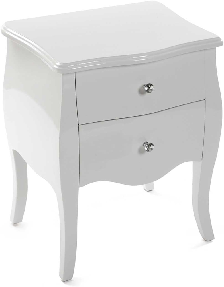 Versa Cagliari Nachttisch Kleiner oder zusätzlicher Tisch für das Schlafzimmer oder das Wohnzimmer, mit 2 Schubladen, Maßnahmen (H x L x B) 60 x 39 x 50 cm, Holz, Farbe: Weiß Bild 1