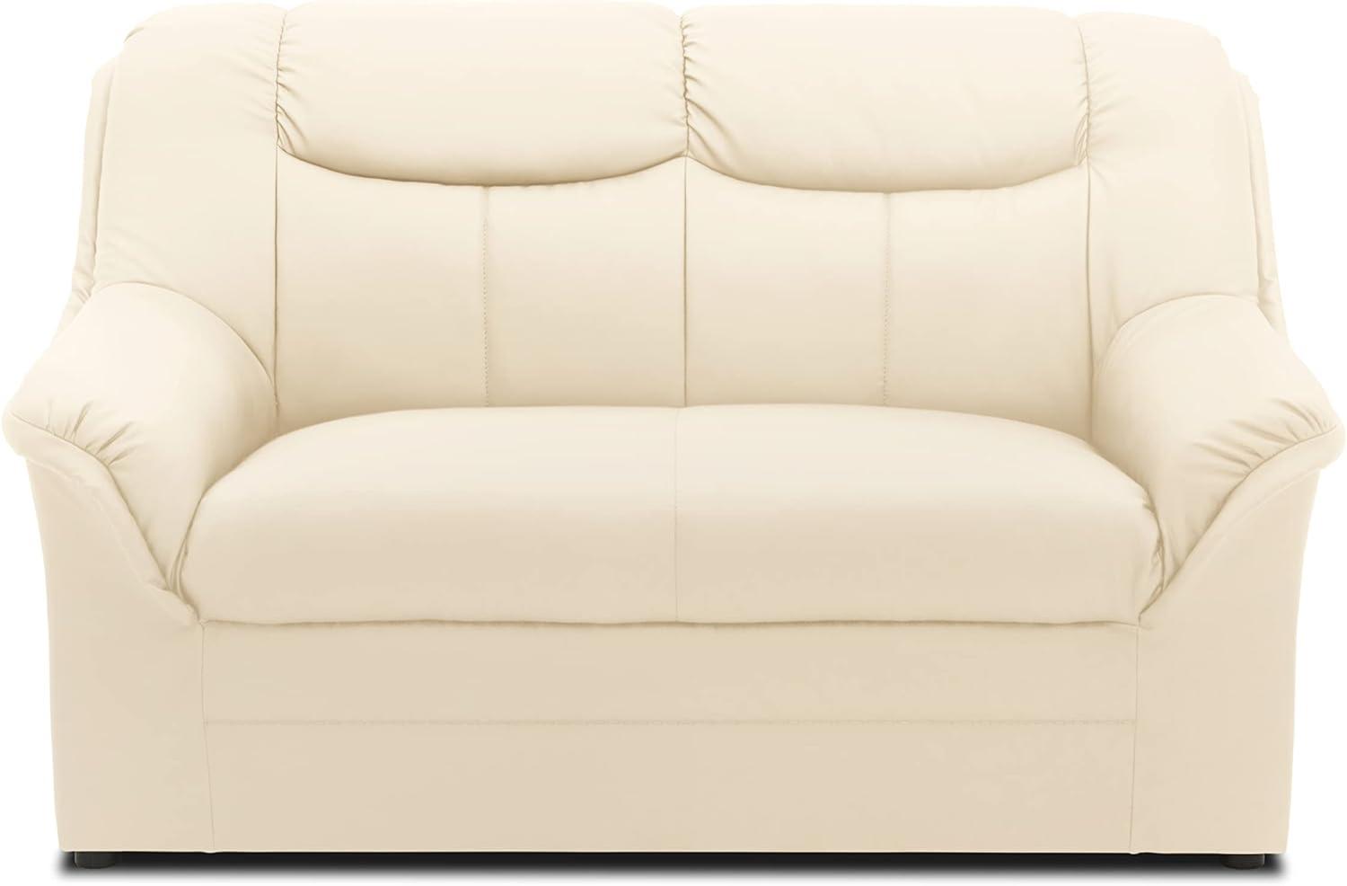 DOMO Collection Berlin Sofa | klassisches 2er Sofa | zeitlose Garnitur mit weichem Kunstleder | Maße: 143|90|89 cm (B|T|H) | Farbe: beige (weiß) Bild 1