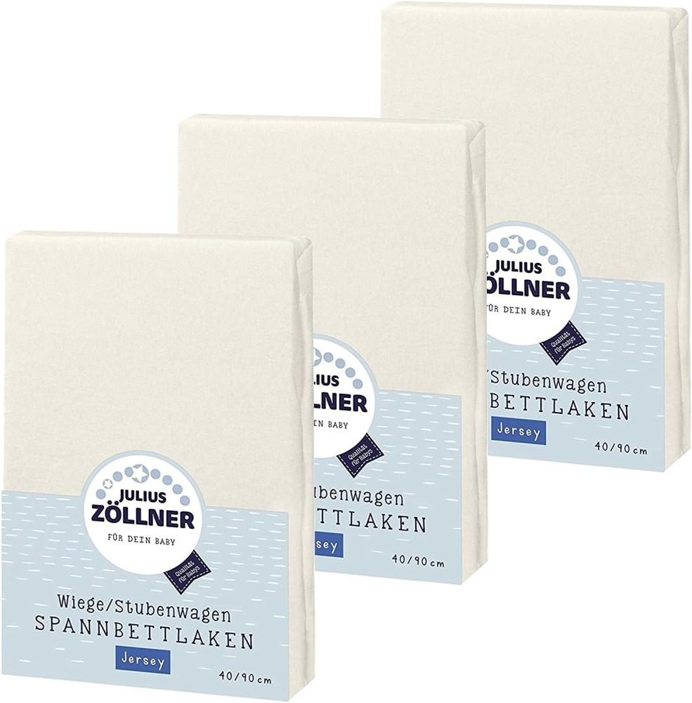 Julius Zöllner Spannbetttuch Jersey 90x40 Ecru 3er Pack Bild 1