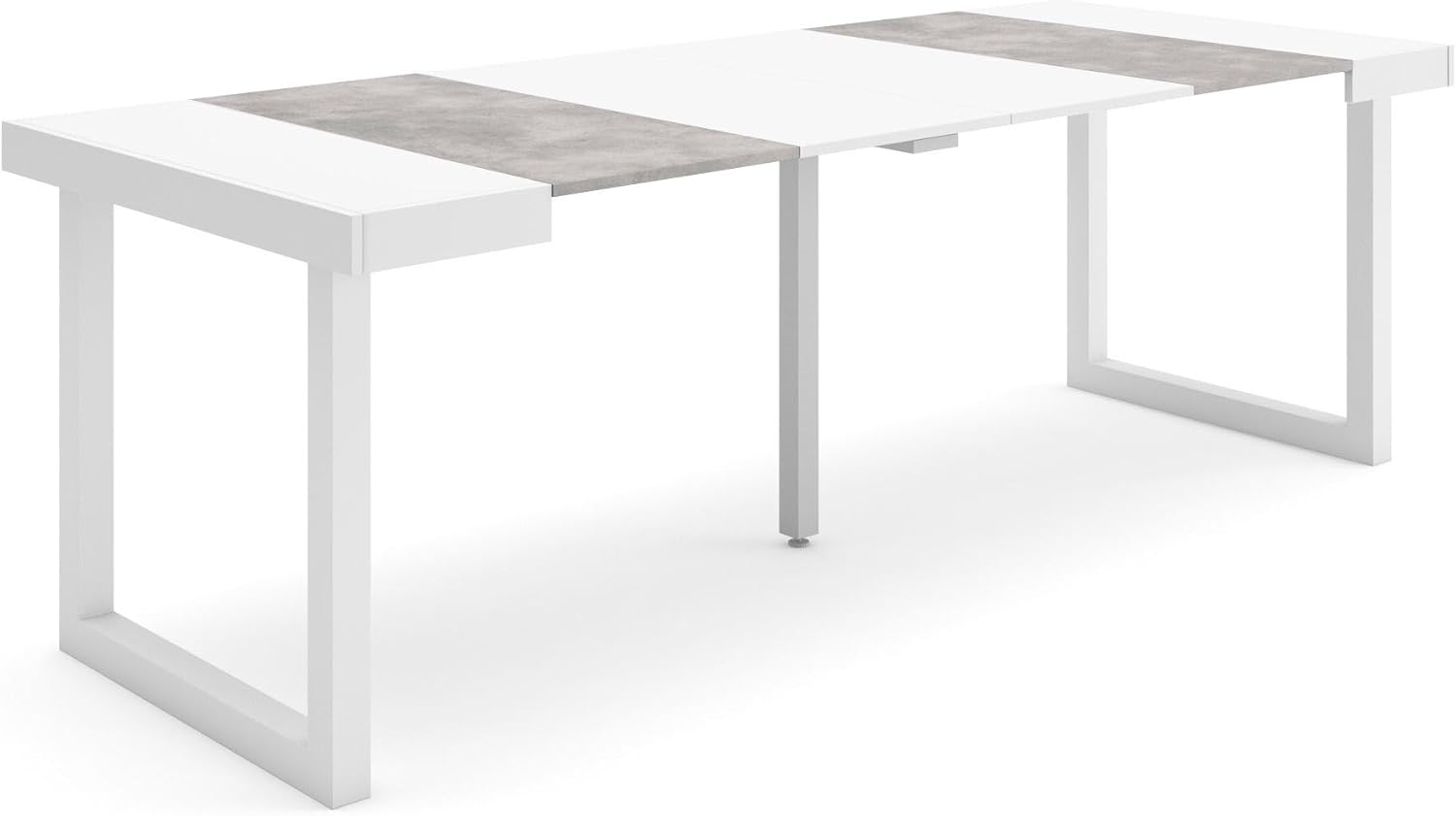 Skraut Home | Ausziehbarertisch | Multifunktionaler ausziehbarer | 220 | Für 10 Gäste | Massivholz Beine | Moderner Stil | Mattweiß und Zement Bild 1