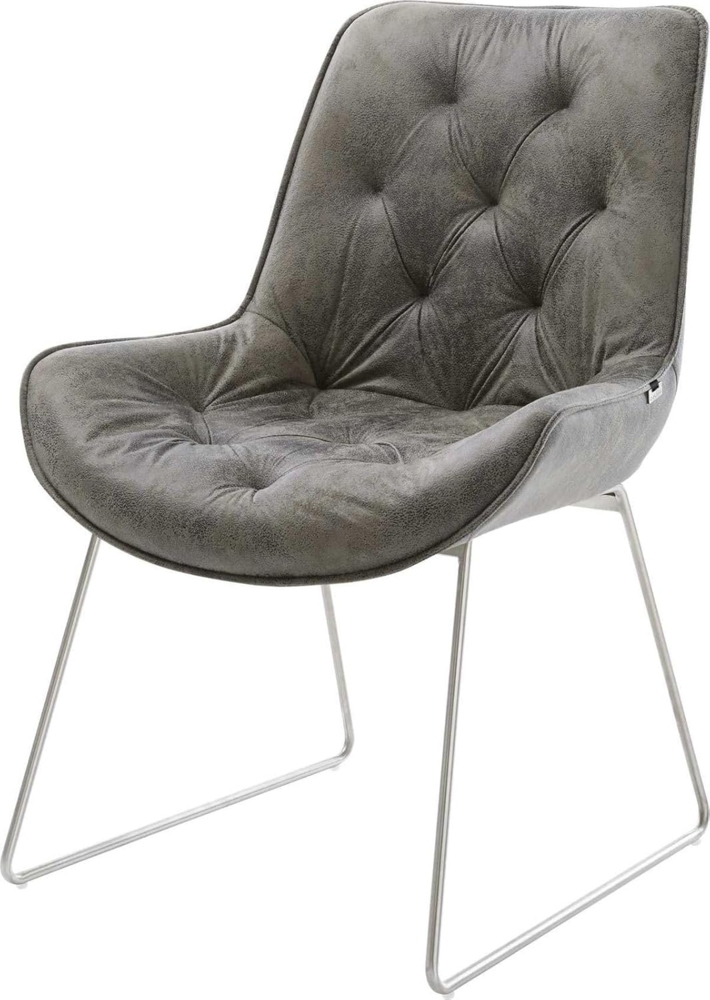 Esszimmerstuhl Taimi-Flex Mikrofaser Grau Antik Kufengestell Edelstahl Bild 1