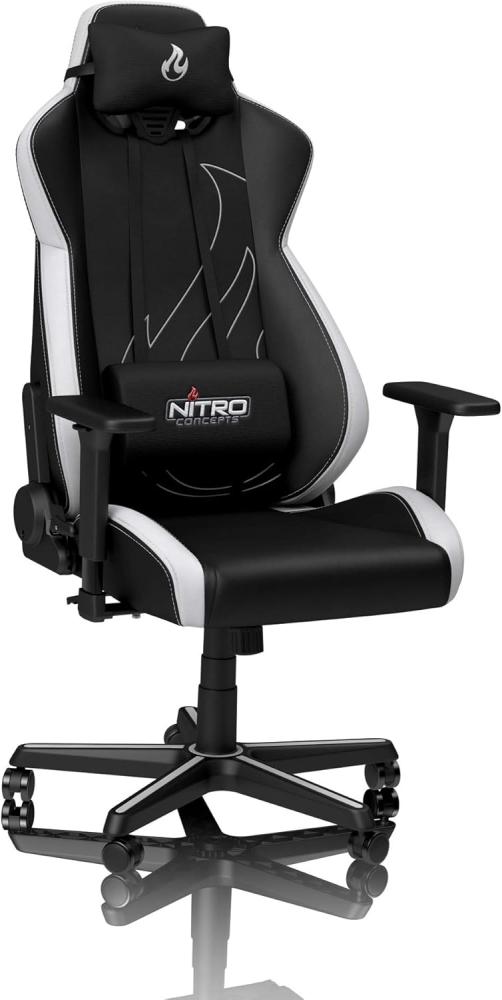 NITRO CONCEPTS S300 EX Gamingstuhl - Ergonomischer Bürostuhl Schreibtischstuhl Chefsessel Bürostuhl Pc Stuhl Gaming Sessel PU Kunstleder Belastbarkeit 135 Kilogramm - Radiant White (Weiß) Bild 1