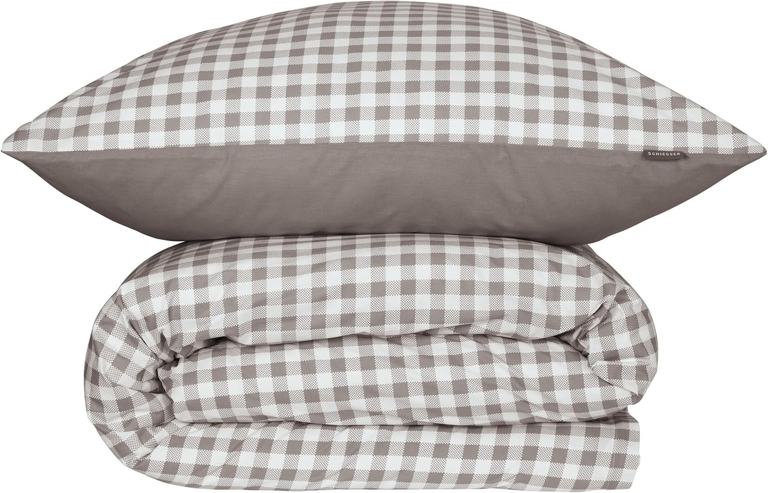 Schiesser Bettwäscheset Vichy - Renforcé - 2-teilig - 135 x 200 cm - Grau Bild 1