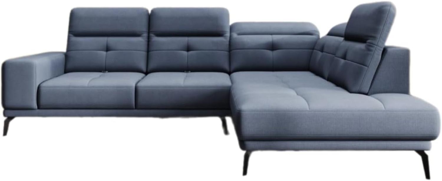 Designer Sofa Isabella mit verstellbarer Kopf- und Rückenlehne Stoff Blau Rechts Bild 1