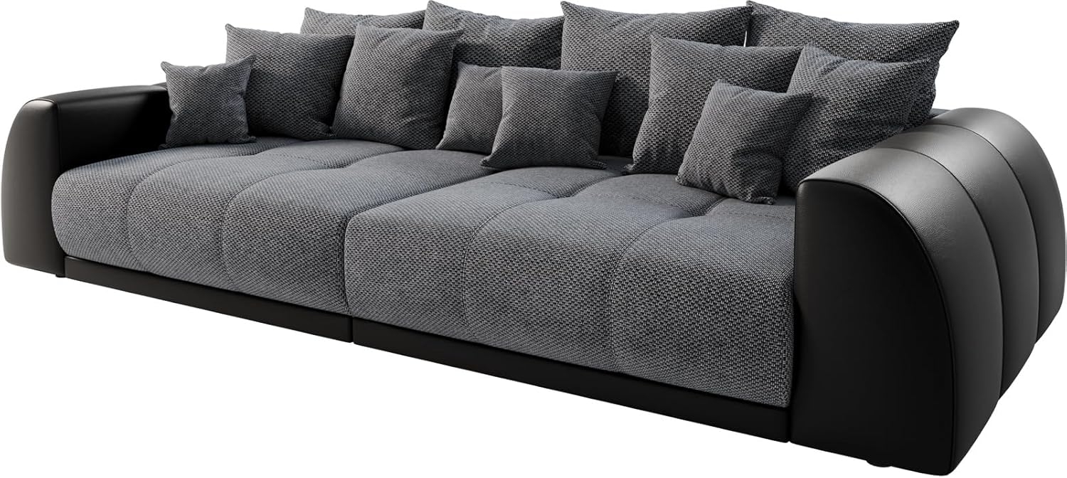 Delife 'Violetta' Big-Sofa, Mirkofaserstoff, 310 x 135 x 62 cm, Schwarz, ohne Hocker Bild 1