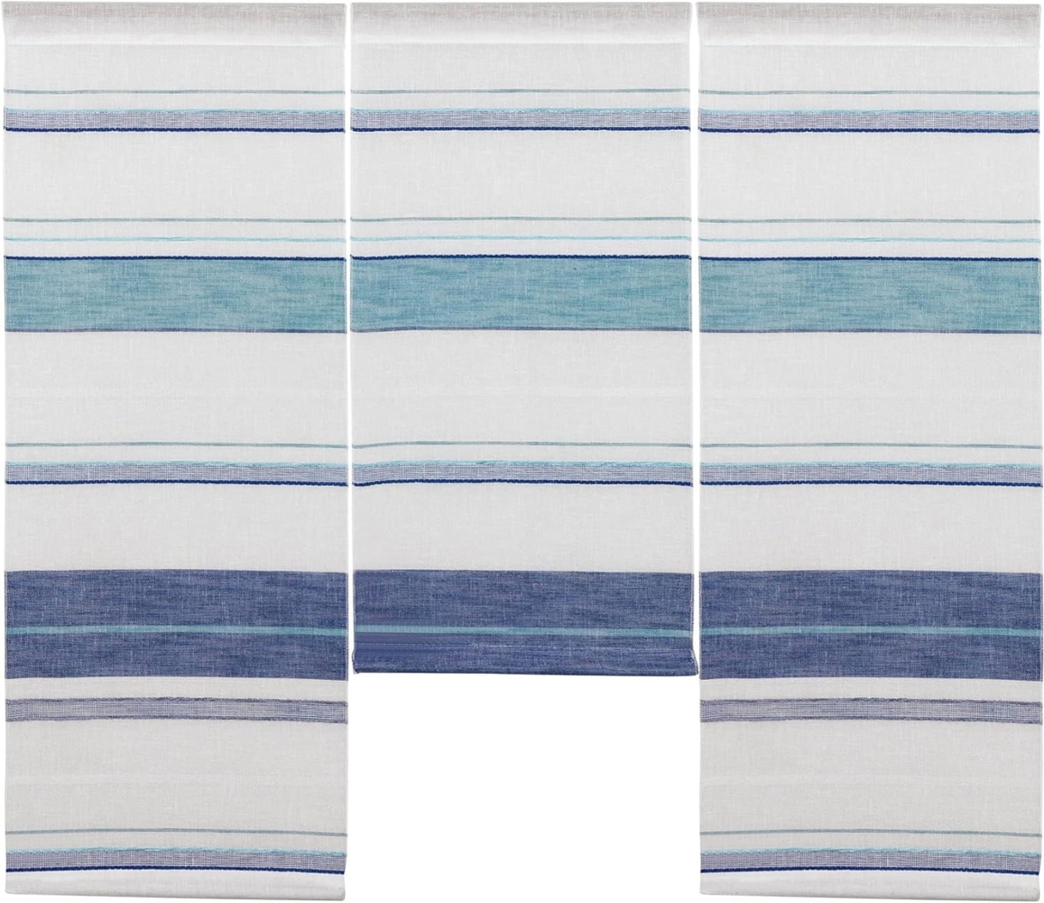 Clever-Kauf-24 Scheibengardine Design Mini Flächenvorhang Set weiß bestickt Kaffee 4057-01 (3 St), Stangendurchzug, transparent, bestickt Bild 1