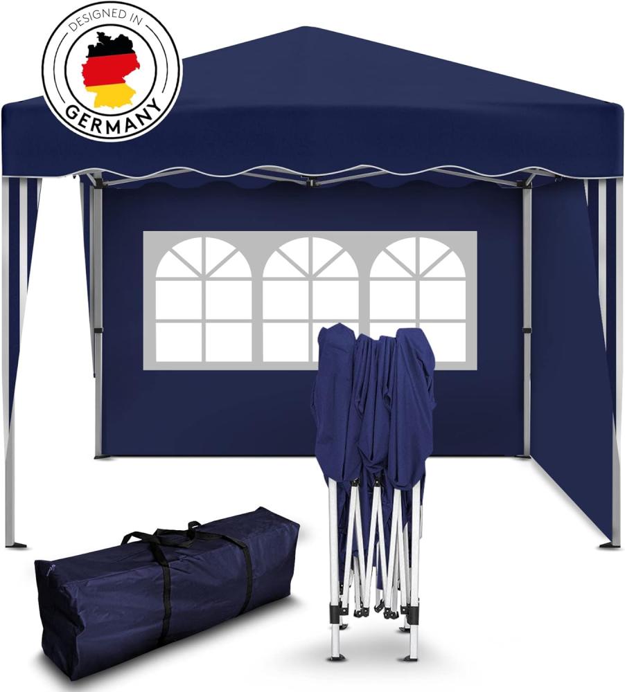 Faltpavillon 3x3m - wasserdicht - mit 2 Seitenteilen, blau Bild 1