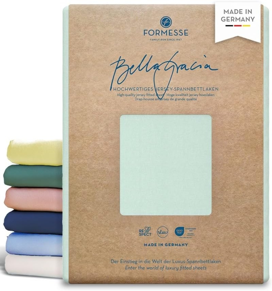 Formesse Jersey Spannbetttuch Bella Gracia|200x220 - 200x240 cm| pastellgrün Bild 1