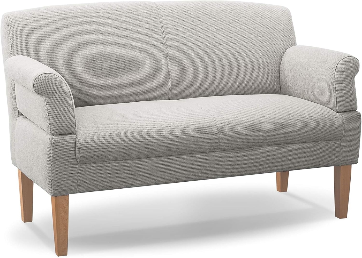 CAVADORE 2-Sitzer Küchensofa Malm, Sitzbank für Küche oder Esszimmer inkl. Armteilverstellung, Leichte Fleckentfernung dank Soft Clean, 152 x 97 x 78, Flachgewebe: hellgrau Bild 1
