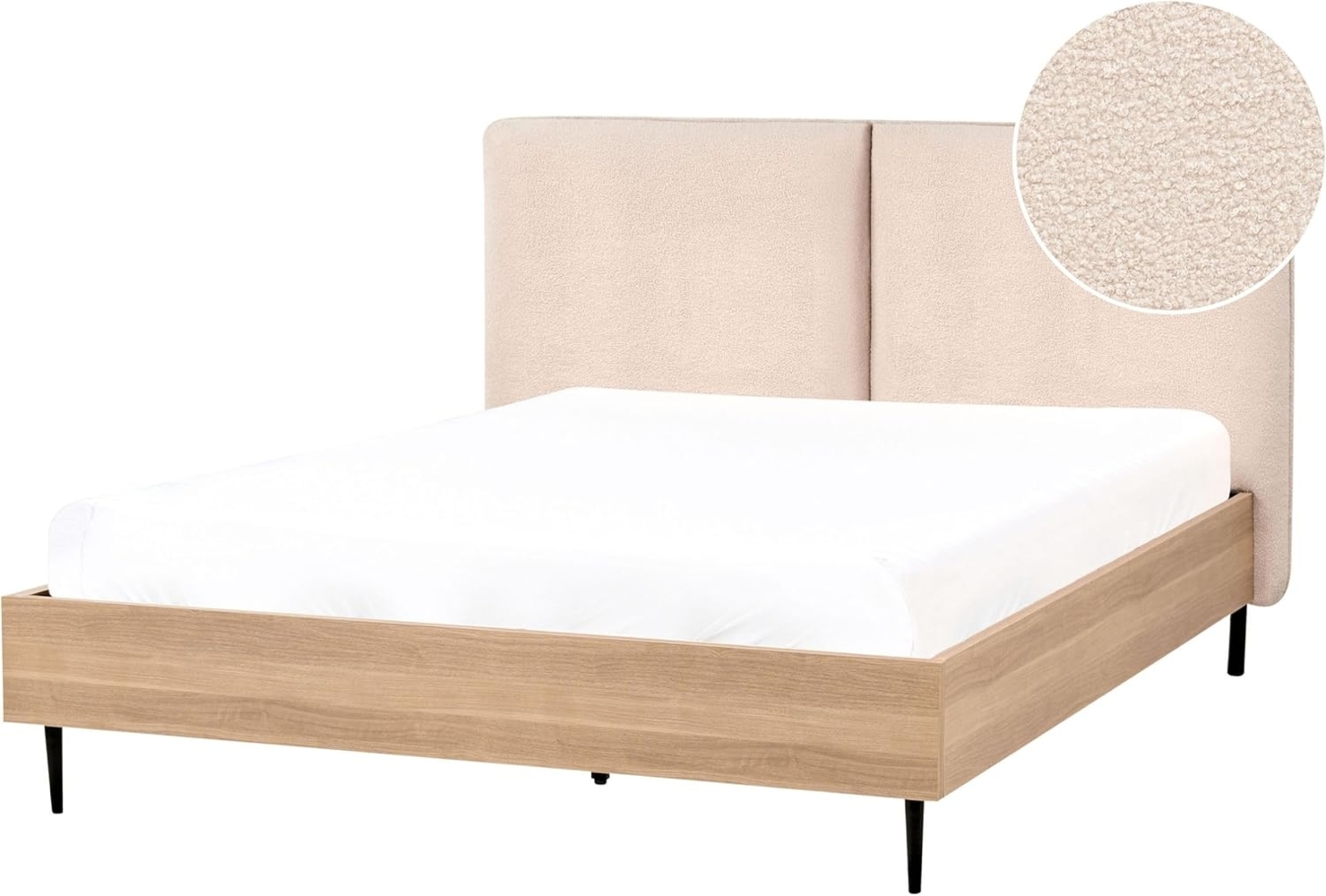 Bett mit Lattenrost Bouclé LIMANTON 140 x 200 cm Beige Bild 1