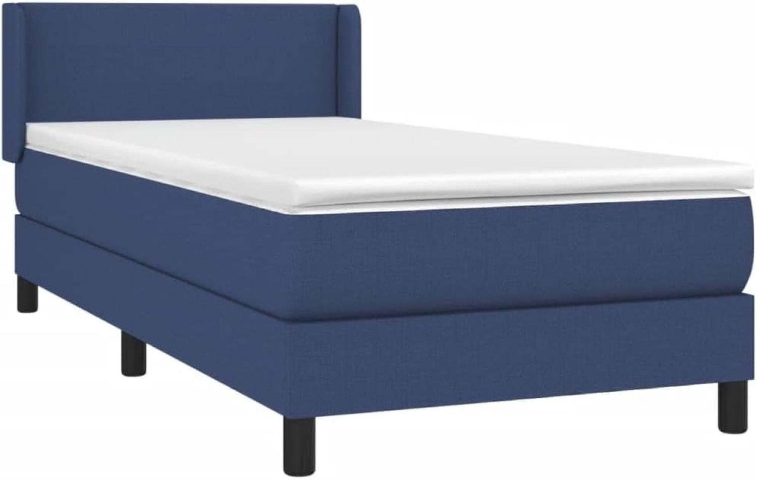 vidaXL Polsterbett mit Matratze Blau 100x200 cm Stoff Bild 1