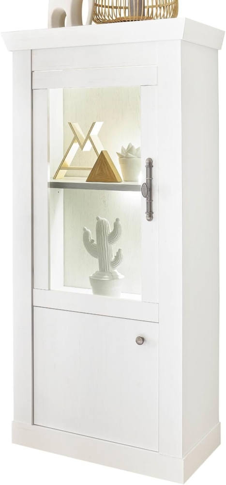 Vitrine Fiastra in weiß Pinie Landhaus 70 x 146 cm Bild 1