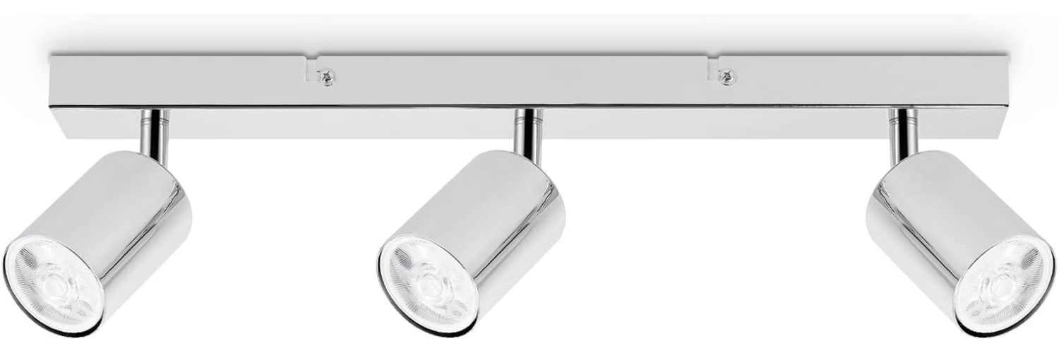 Dehobo LED Deckenstrahler Schwenkbar 350° - Deckenstrahler 3 Flammig Deckenleuchte GU10 - Deckenleuchte Strahler Chrom - Deckenlampe GU10 Spot für Küche Wohnzimmer Schlafzimmer, Nein GU10 Leuchtmittel Bild 1