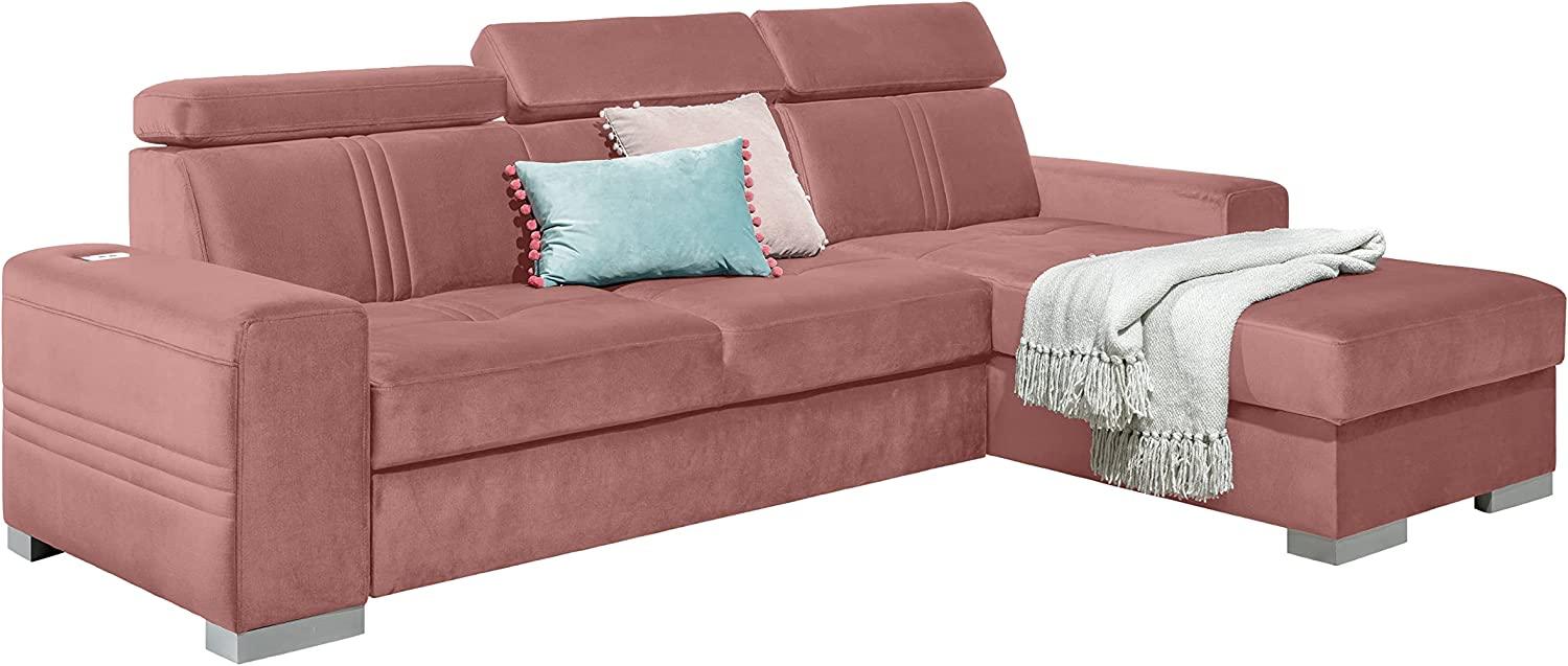 99rooms Neilo Ecksofa Velours ESITO Rosa Rechts mit Bild 1