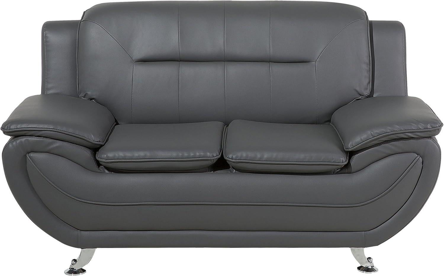 2-Sitzer Sofa Kunstleder grau LEIRA Bild 1