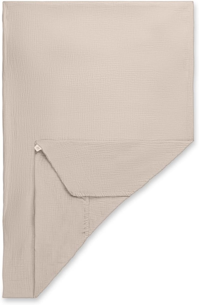 Hauck Baby Spannbettlaken 60x120 cm für Reisebettmatratzen, Baby Matratzenbezug Baumwolle Musselin, 60° C Maschinenwäsche, Babybettlaken mit Gummizug (Beige) Bild 1