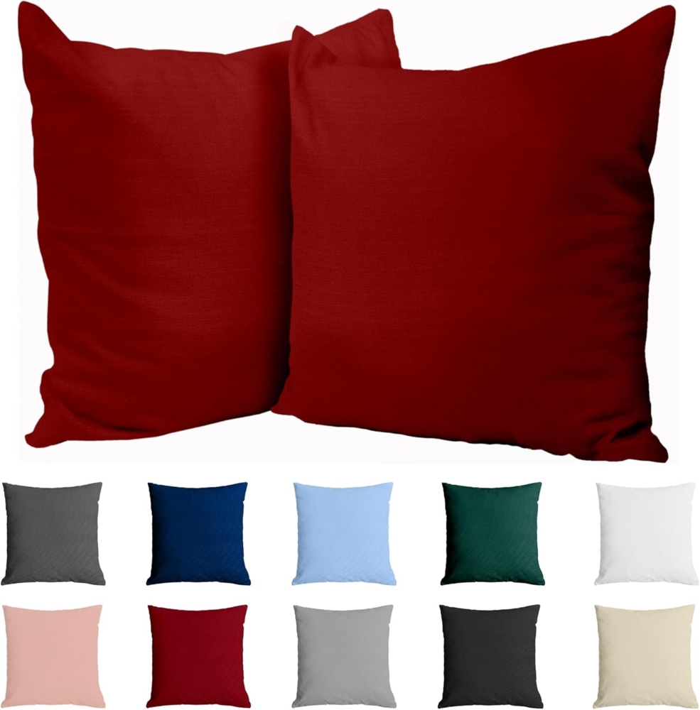 Dreamzie Kissenbezug 40x40 Baumwolle Renforcé (2er-Set) - Burgunderrot - Dicht gewebt mit 57 Fäden/cm² - 40x40 cm Kissenbezug - Oeko Tex Zertifiziert Bild 1