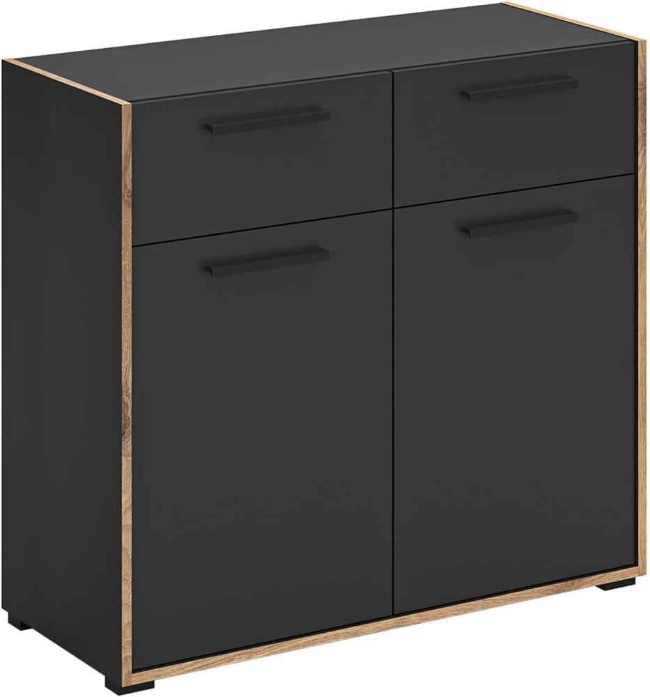 xonox. home - Kommode Bueno ca. 95 x 86 x 37 cm in Korpus/Front Basalt Melamin und Abs. Nox Oak Nb. - Schrank Flurmöbel Dielenschrank - zeitlos & praktisch Bild 1