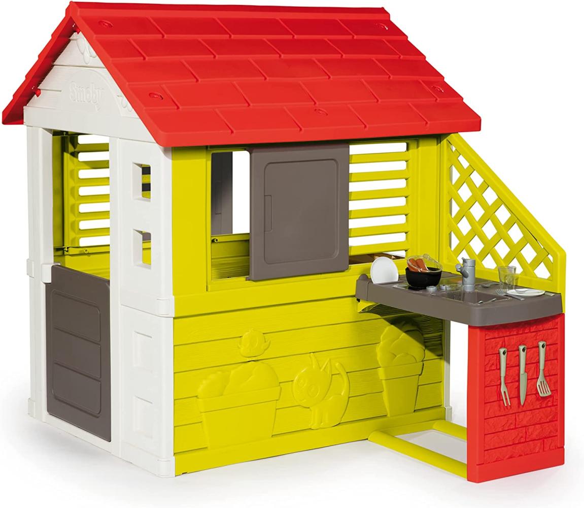 Smoby Spielhaus Natur Mit Küche Gartenspielhaus Indoor & Outdoor Bild 1