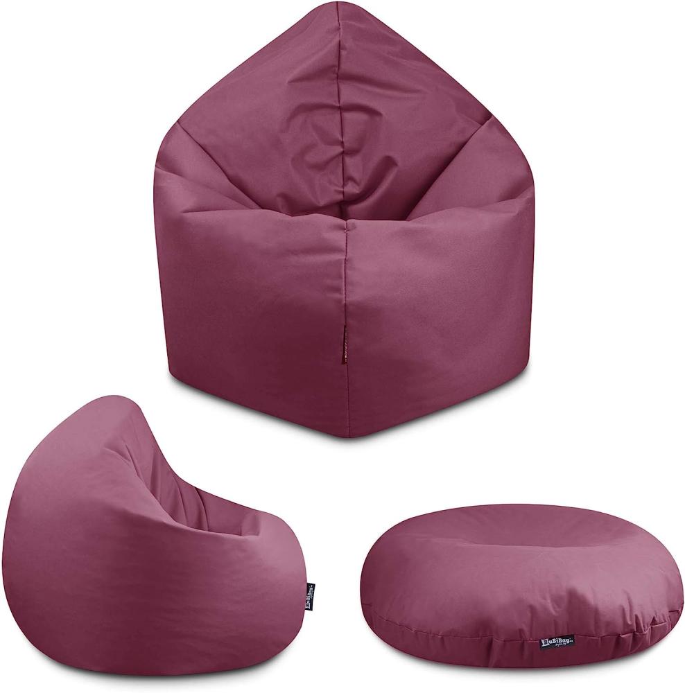 BuBiBag - 2in1 Sitzsack Bodenkissen - Outdoor Sitzsäcke Indoor Beanbag, Weinrot, Ø 145,0 cm Bild 1