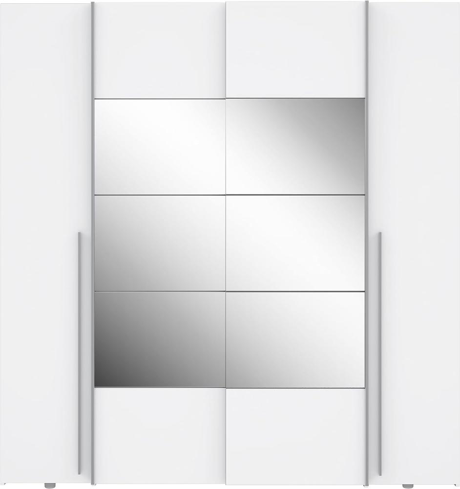 Forte 'Narago' Kleiderschrank, Holzwerkstoff weiß, 200,1 x 210 x 61,2 cm, mit Spiegel Bild 1
