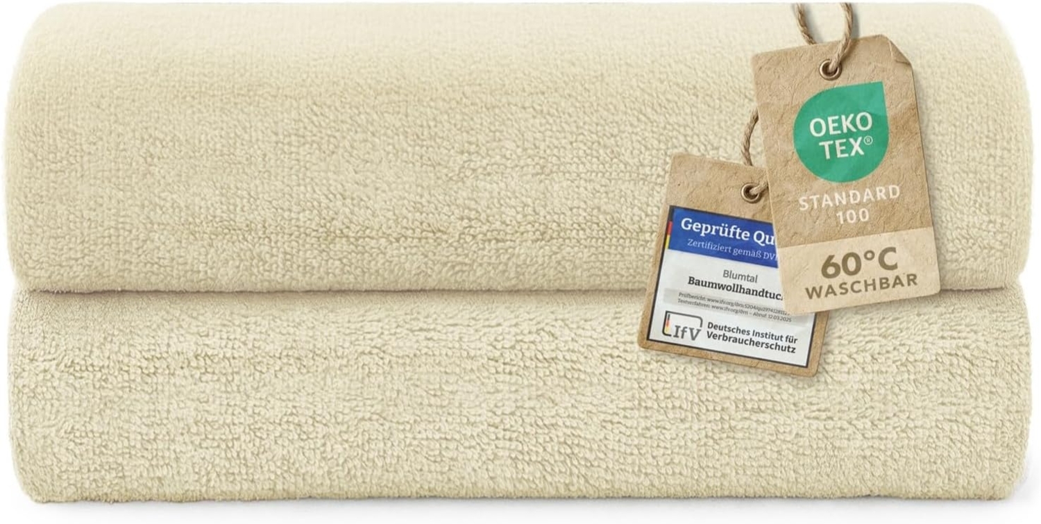 Blumtal Badetücher Premium weiche Frottier 2er Set mit Aufhängschlaufen, Frottee (2-St), Baumwolle Oeko-TEX Zertifiziert, saugstark Bild 1