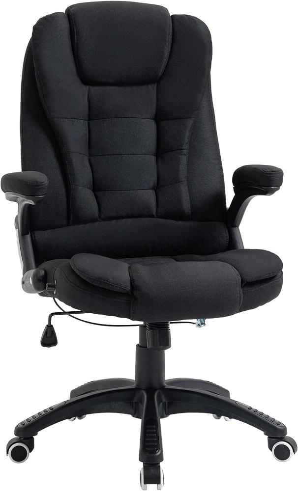 Vinsetto Bürostuhl Computerstuhl entspanntes Hinlegen höhenverstellbarer Schreibtischstuhl ergonomisch 360° Schaumstoff PP-Kunststoff leinenartiges Polyester Schwarz 64 x 64 x 100-109,5 cm Bild 1