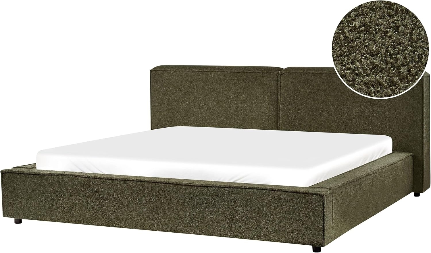 Bett mit Lattenrost LINARDS 180 x 200 cm Bouclé Dunkelgrün Bild 1