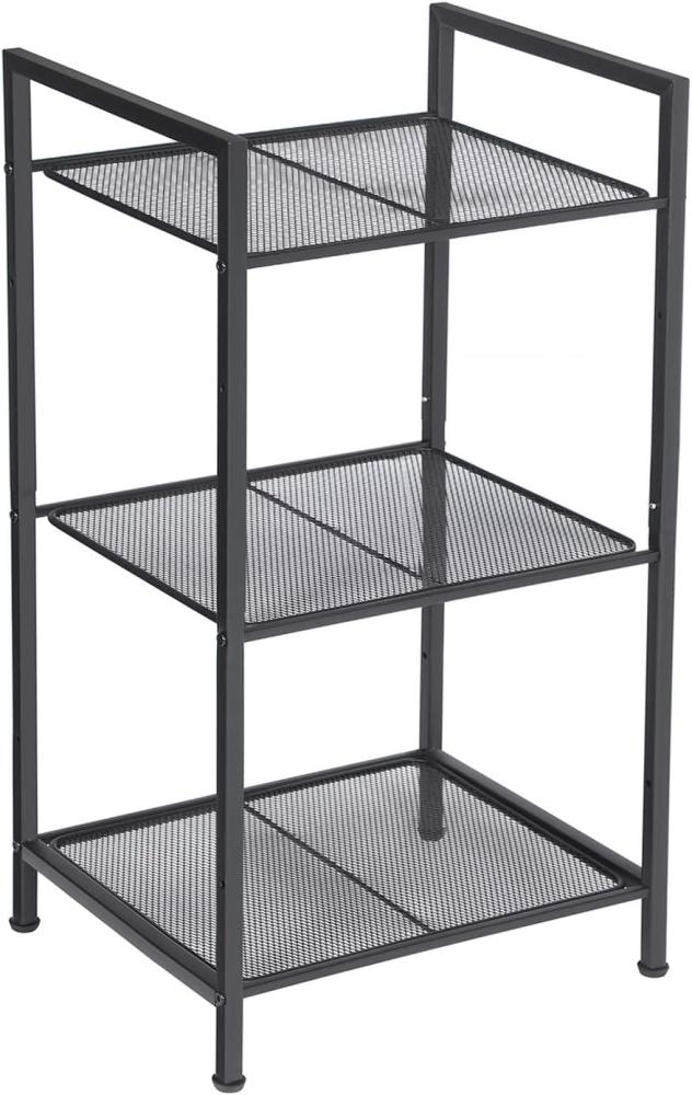 Songmics Badezimmerregal aus Metall, Küchenregal, 3 Ebenen, Badregal, Standregal, Pflanzenregal, erweiterbar, verstellbare Ablagen, Industrie-Design, für Badezimmer, Küche, schwarz BSC33BK Bild 1