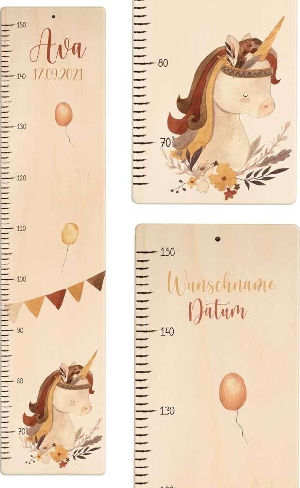 KIDSMOOD - Messlatte für Kinderzimmer Personalisiert, 70-140 cm - Messlatte Kinder Holz personalisiert Mit Namen für Baby- & Kleinkinderzimmer - Individuelles Geschenk für Kinder und Babys zum Geburt Bild 1