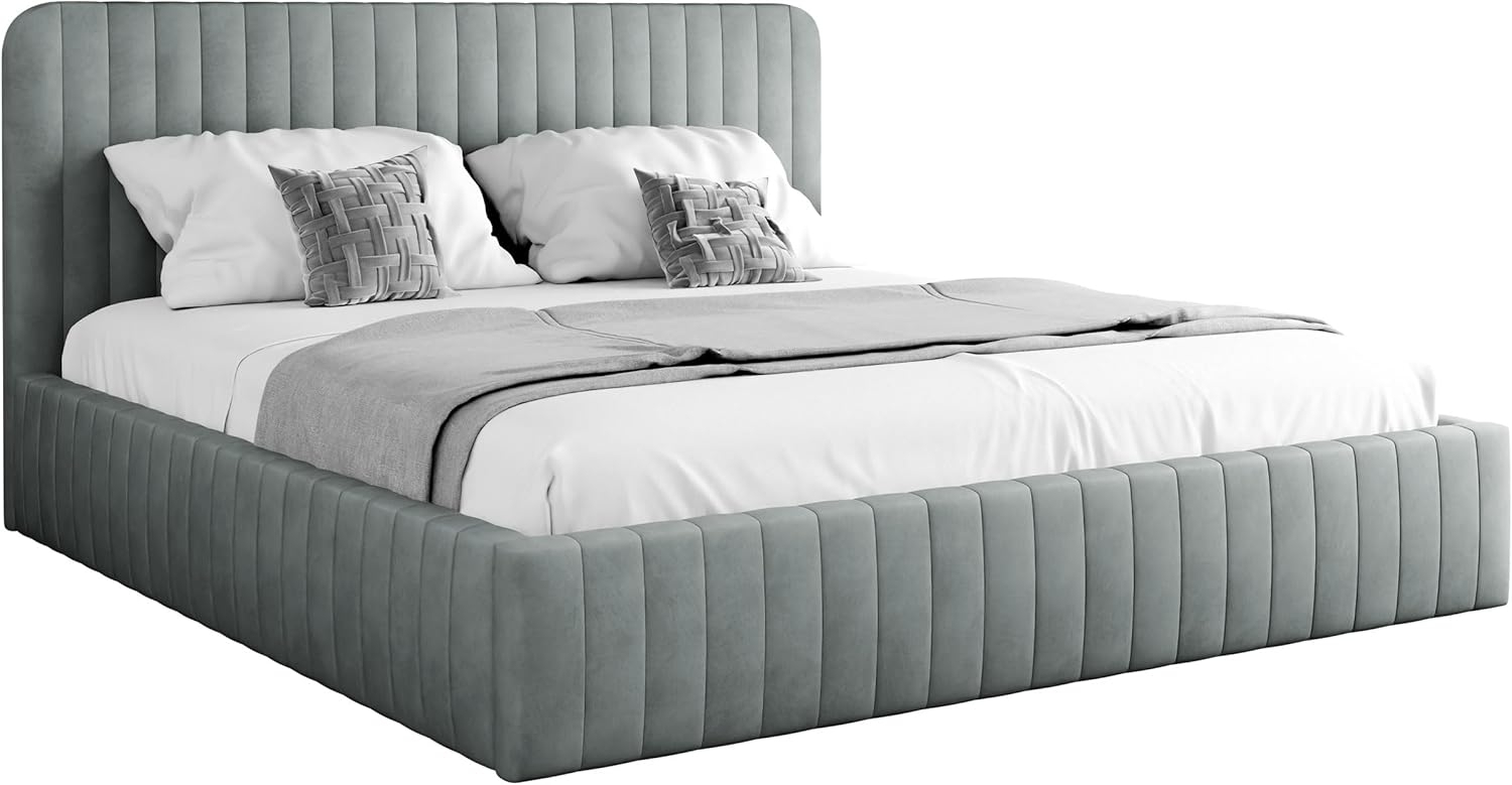 mirjan24 Polsterbett mit Bettkasten Cizron, Doppelbett , grau, 140x200 cm Bild 1