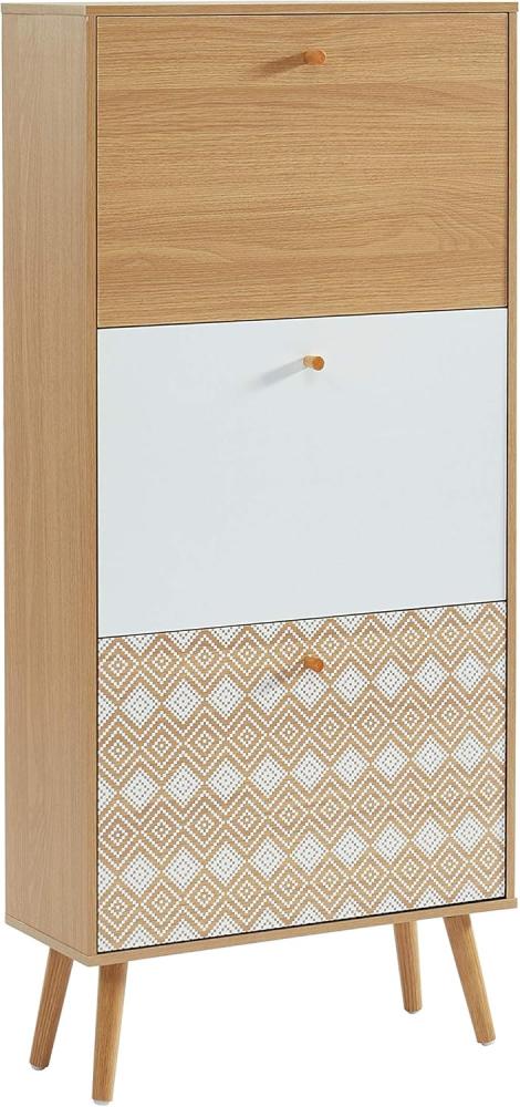 BAÏTA LEIKA04 Schuhschrank, Eiche und Weiß, 60 x 23,5 x 131 cm Bild 1