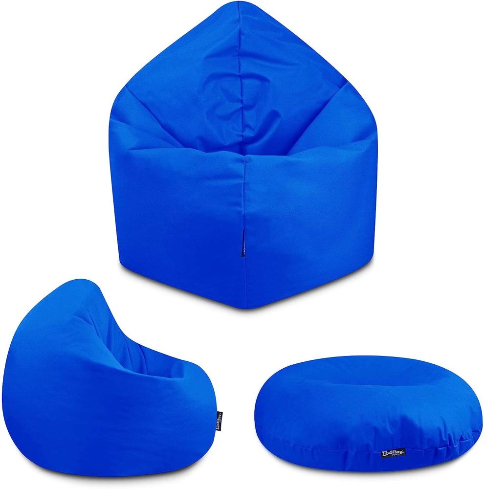 BuBiBag - 2in1 Sitzsack Bodenkissen - Outdoor Sitzsäcke Indoor Beanbag, Blau, Ø 100,0 cm Bild 1