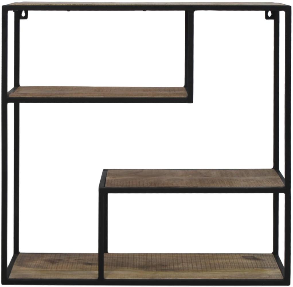 HSM collection Wandregal Levels Mangoholz Eisen 65 x 65 x 20 cm Bild 1