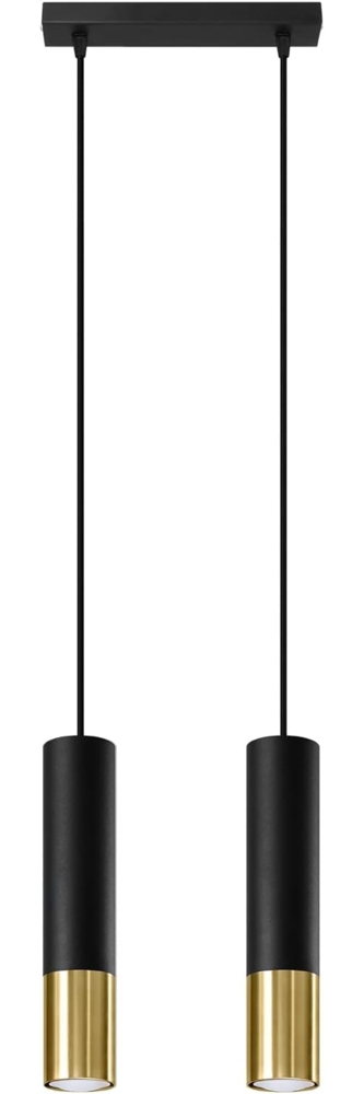 Pendelleuchte, Schwarz, Gold, Stahl, H 100 cm Bild 1