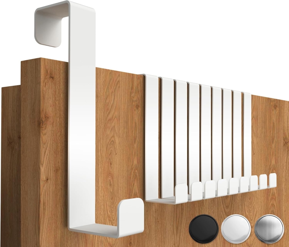 4smile Türhaken zum Einhängen - 10er Set solide Kleiderhaken Tür - Einzeln verwendbare Haken zum Einhängen, formstabile Türhakenleiste, universelle Türgarderobe, Fb. Weiß Bild 1