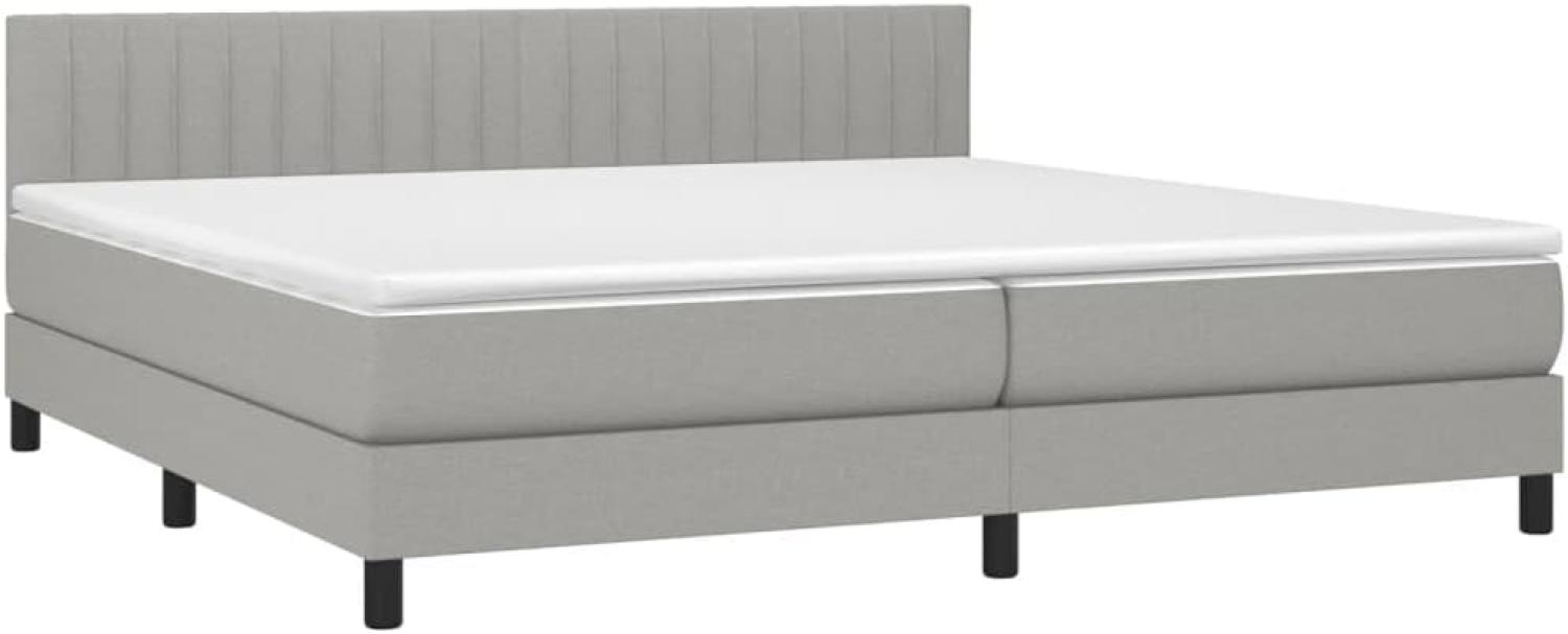 vidaXL Boxspringbett mit Matratze Hellgrau 200x200 cm Stoff, Härtegrad: H2 [3140241] Bild 1