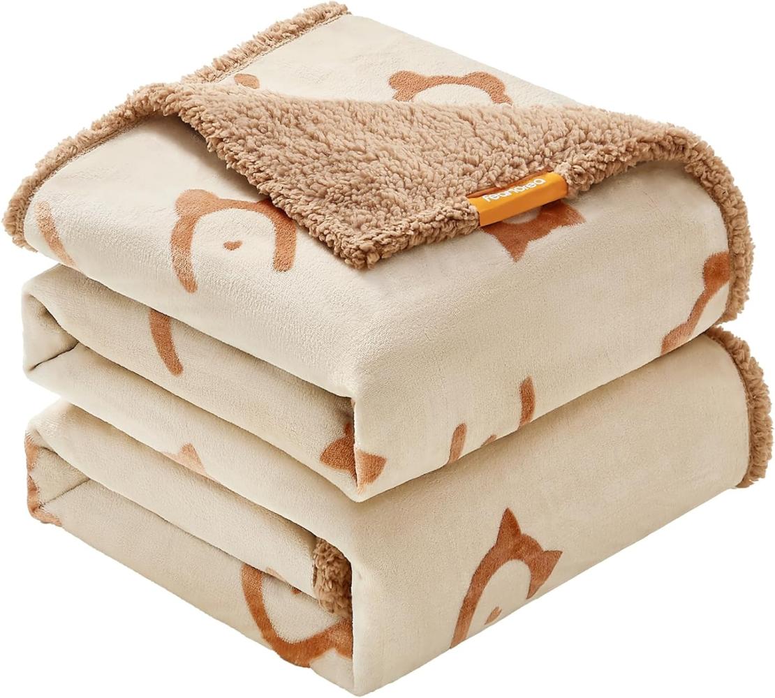 Feandrea wasserdichte Hundedecke, Sherpa Fleece Haustier Decke für extra große Hunde und Menschen, Katzen, 229 x 203 cm, XXXL, maschinenwaschbar, beidseitiger Sofabezug-Schutz, beige PPB090K01 Bild 1