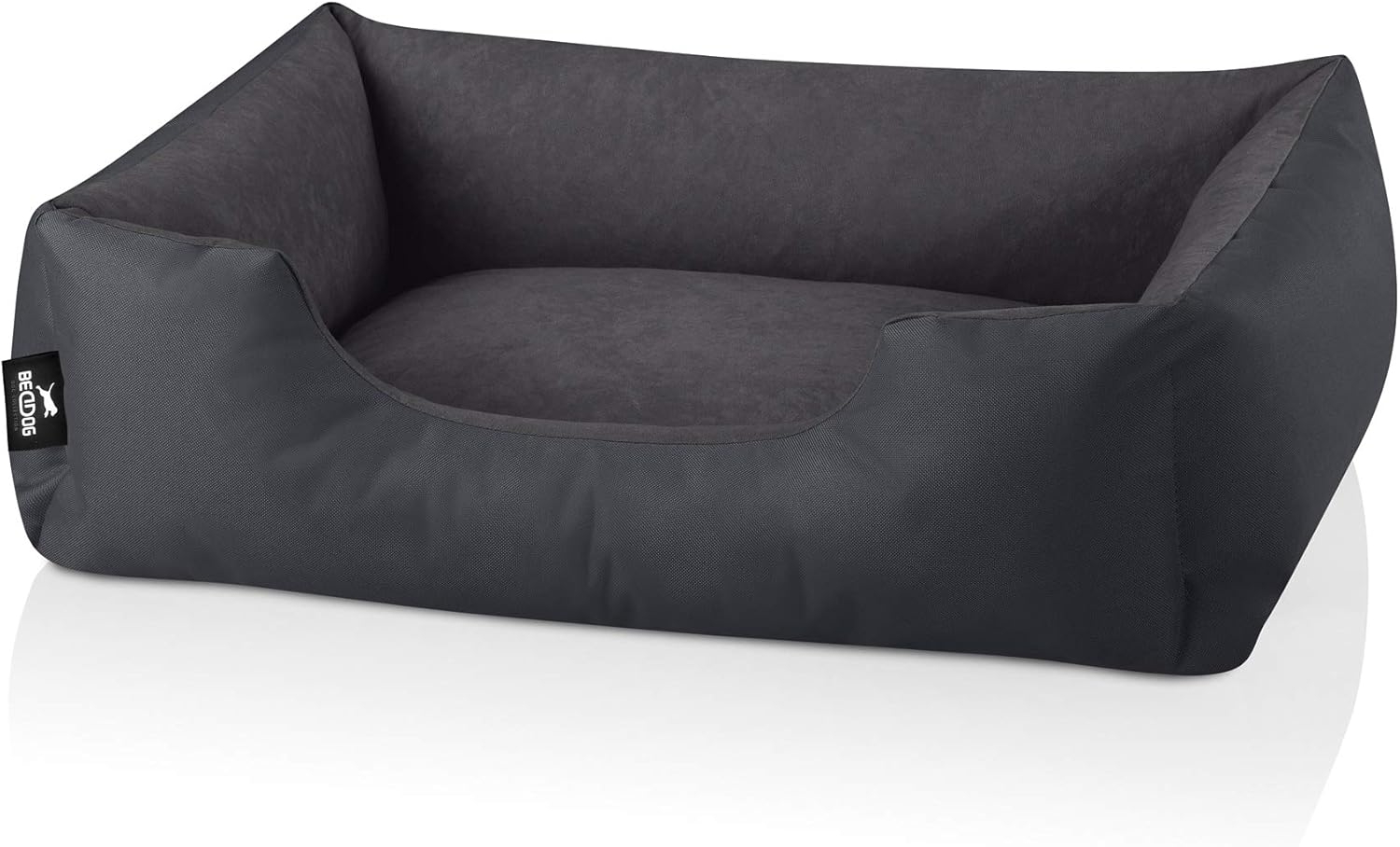 BedDog Hundebett ZARA, Hundekissen mit abziehbaren waschbaren Bezug, Hundekorb, Hundesofa, für kleine, große, mittel-große Hunde (M) ca. 70x55x18cm, GRAFIT (graphit) Bild 1