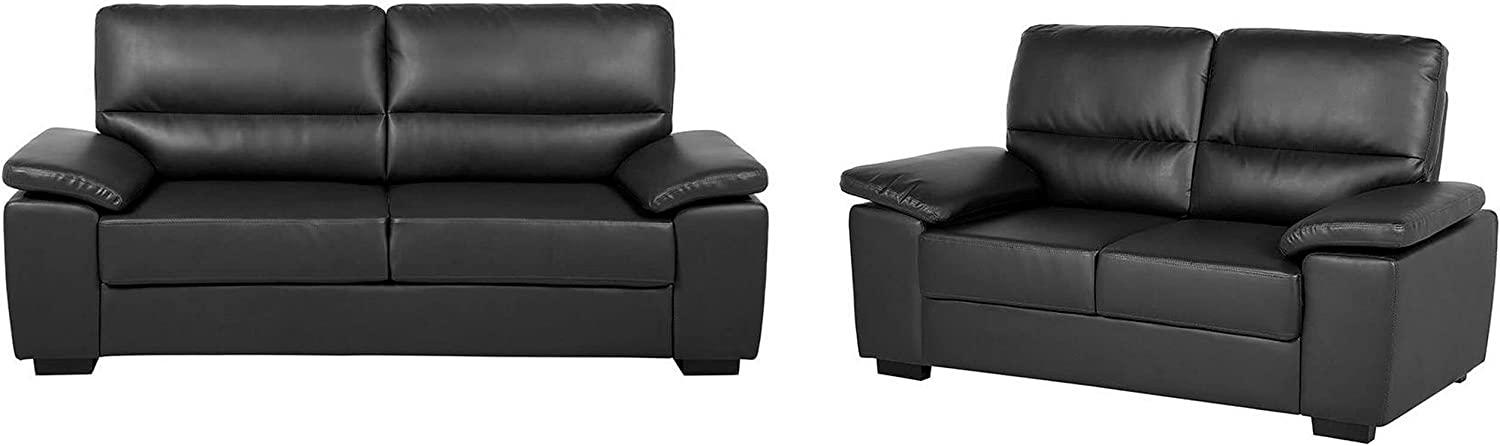 Sofa Set Kunstleder schwarz VOGAR Bild 1