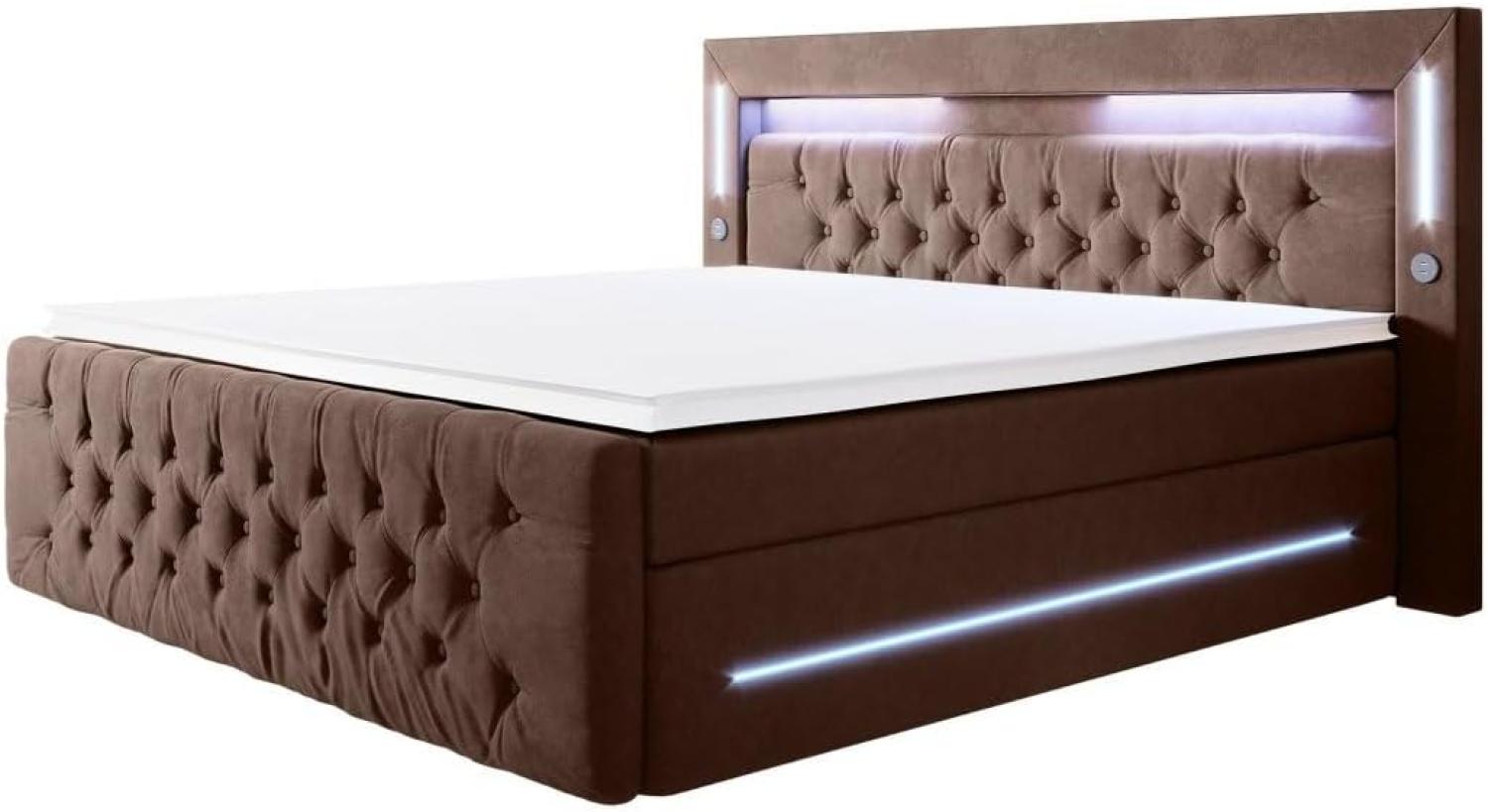 Boxspringbett Moonlight mit LED, USB und Stauraum 140x200 Braun H3 Bild 1