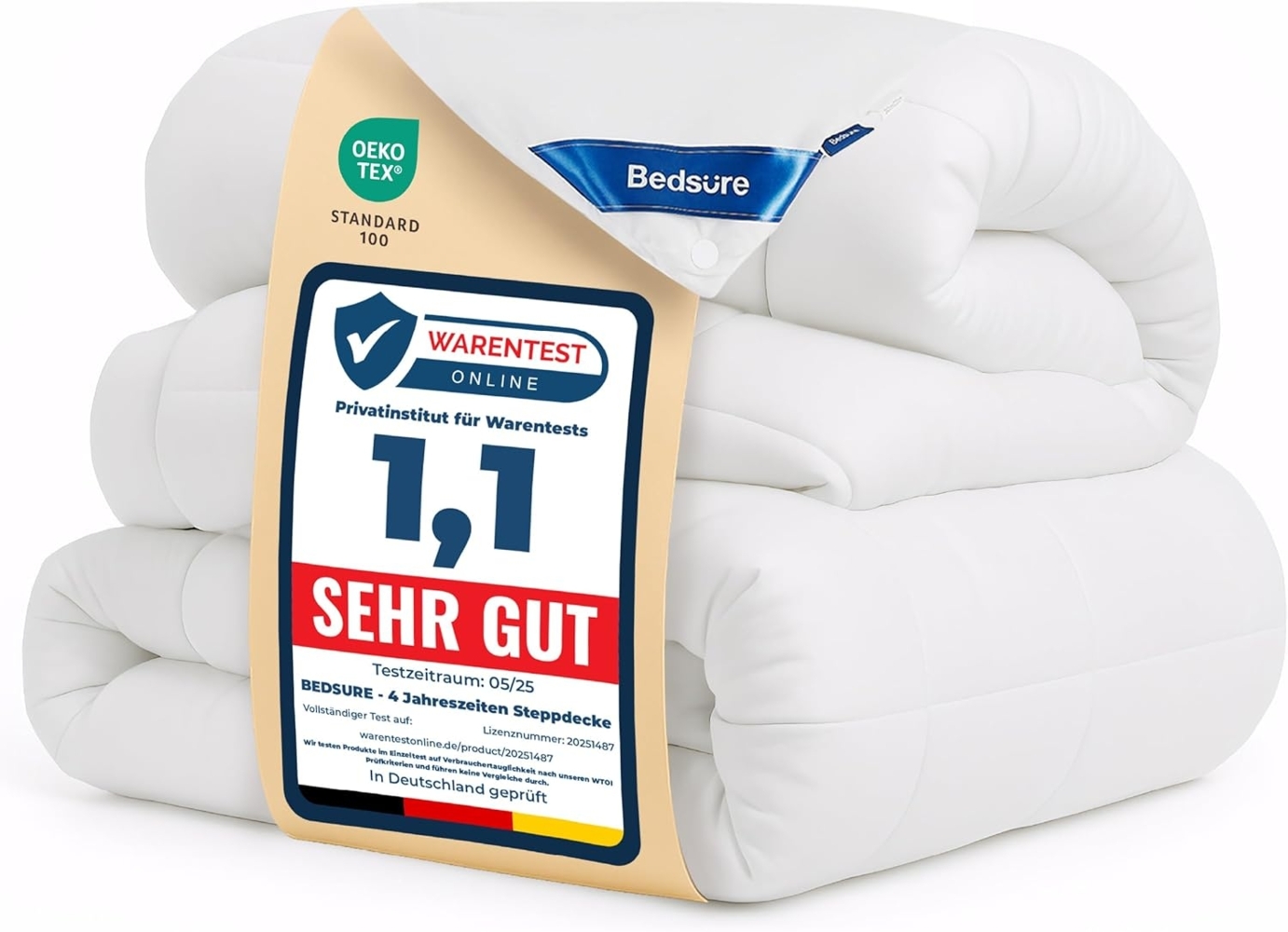 BEDSURE Bettdecke 155x220 2er Set 450gsm - Winterdecke 4 Jahreszeiten Inklusive Ganzjahresdecke 300gsm & Sommerdecke 150gsm, 2 Steppdecke für Vierjahreszeiten/Sommer/Winter, White Bild 1