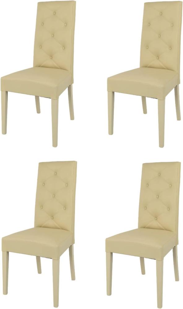 t m c s Tommychairs - 4er Set Moderne Stühle Chantal für Küche und Esszimmer, robuste Struktur aus lackiertem Buchenholz Farbe Sand, gepolstert und mit Kunstleder Farbe Sand bezogen Bild 1