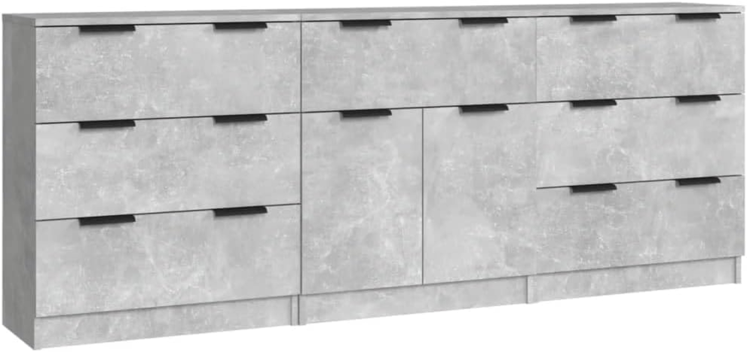vidaXL 3-tlg. Sideboard-Set Betongrau Holzwerkstoff 3115799 Bild 1