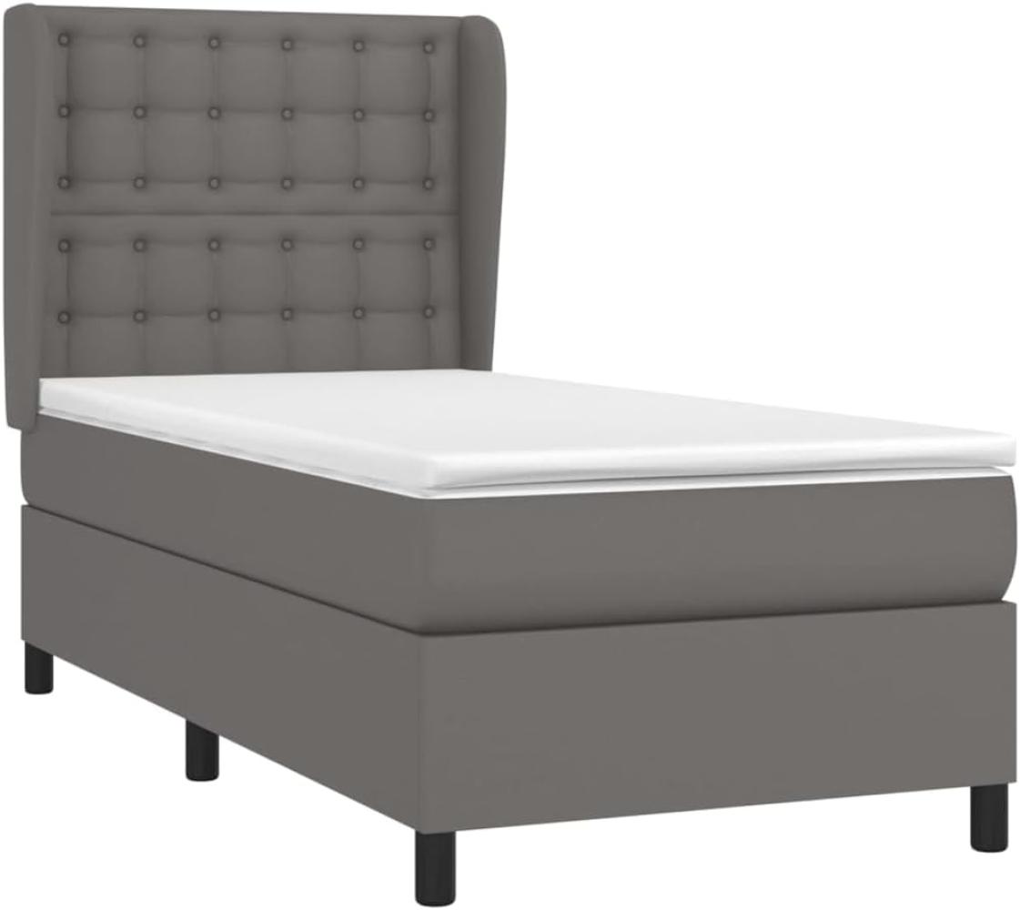 vidaXL Boxspringbett mit Matratze Grau 90x190 cm Kunstleder 3129007 Bild 1