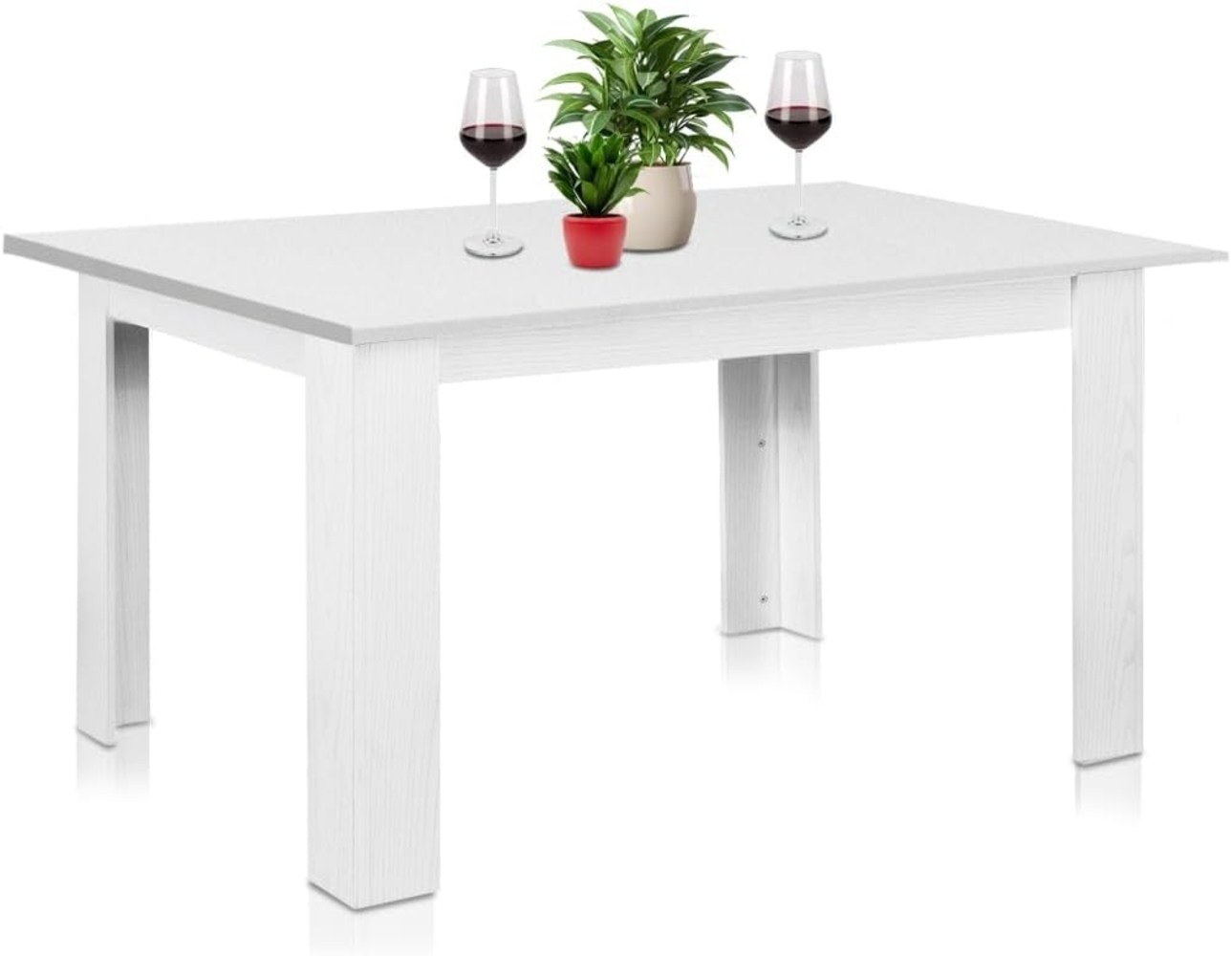 Shally Dogan Ausziehbarer Esstisch weiß von 90x60 cm bis 120x60 cm, modernes Design, ausziehbar, platzsparend, ideal für Esszimmer, Wohnzimmer, Küche, Möbel (Eschenholz) Bild 1