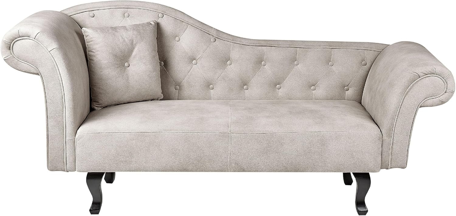 Chaiselongue Samtstoff taupe linksseitig LATTES II Bild 1