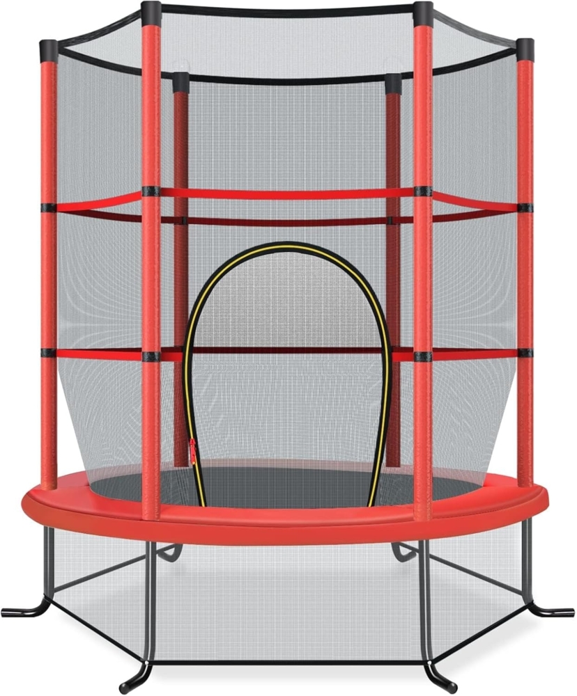 COSTWAY Gartentrampolin mit Sicherheitsnetz, Trampolin bis 45kg belastbar, Indoor-/Outdoortrampolin für Kinder ab 3 Jahre, Ø140cm Bild 1