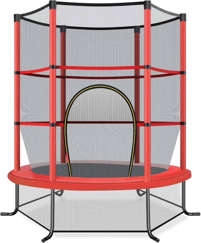 COSTWAY Gartentrampolin mit Sicherheitsnetz, Trampolin bis 45kg belastbar, Indoor-/Outdoortrampolin für Kinder ab 3 Jahre, Ø140cm Bild 1