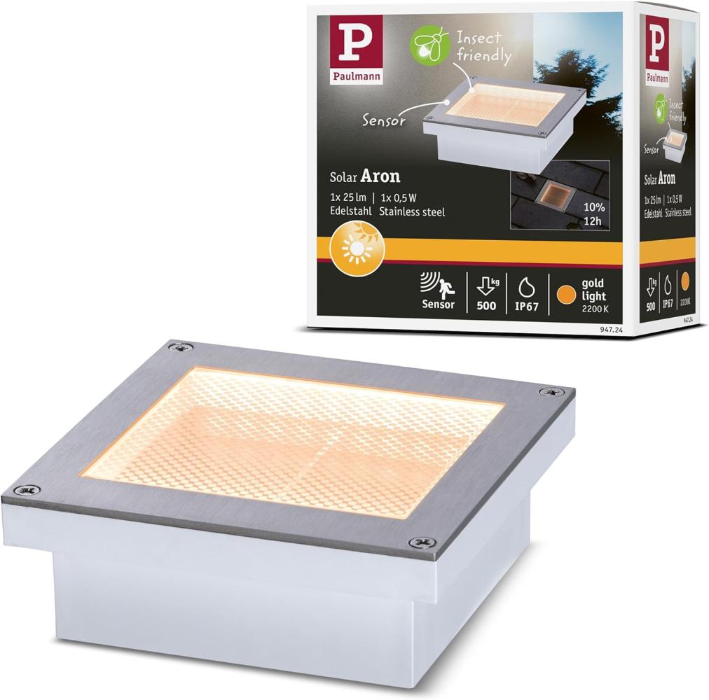 Paulmann 94724 LED Solar Bodeneinbauleuchte Aron Goldlicht 100x100 mm Bild 1